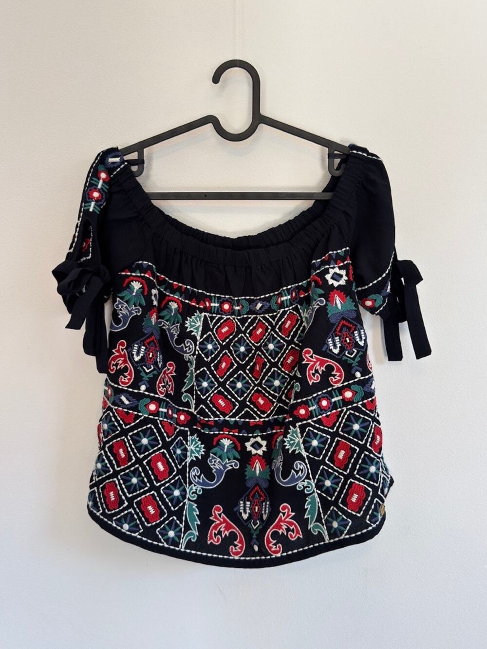 Superdry Women's Blouse Size 4 | Off The Shoulder Embroidered Multicolor Boho